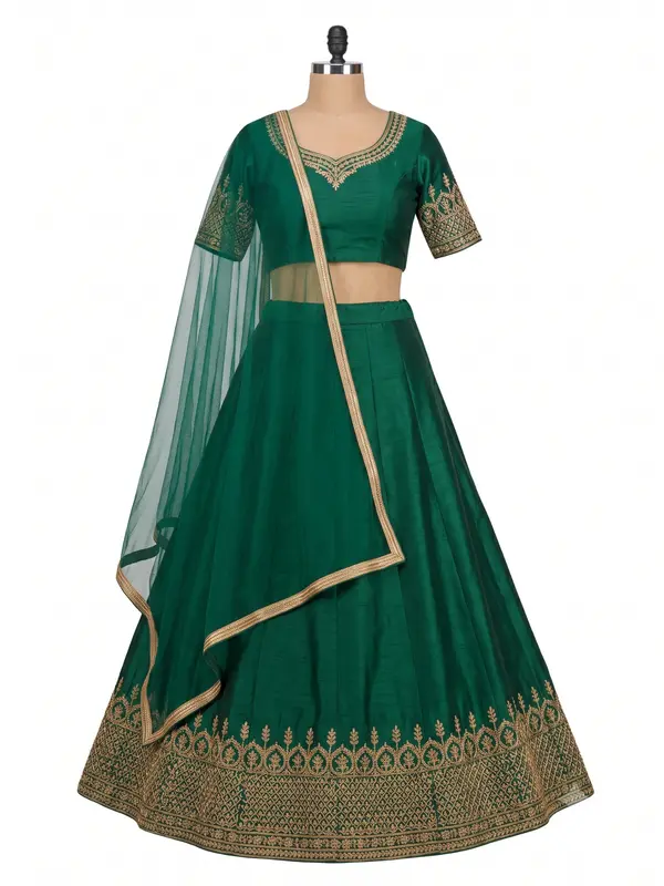 Lehenga set — Raw silk, 3 pieces
